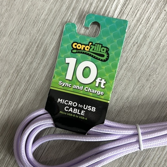 nwt // cordzilla mircro to usb cable charger 10 feet - Picture 4 of 5